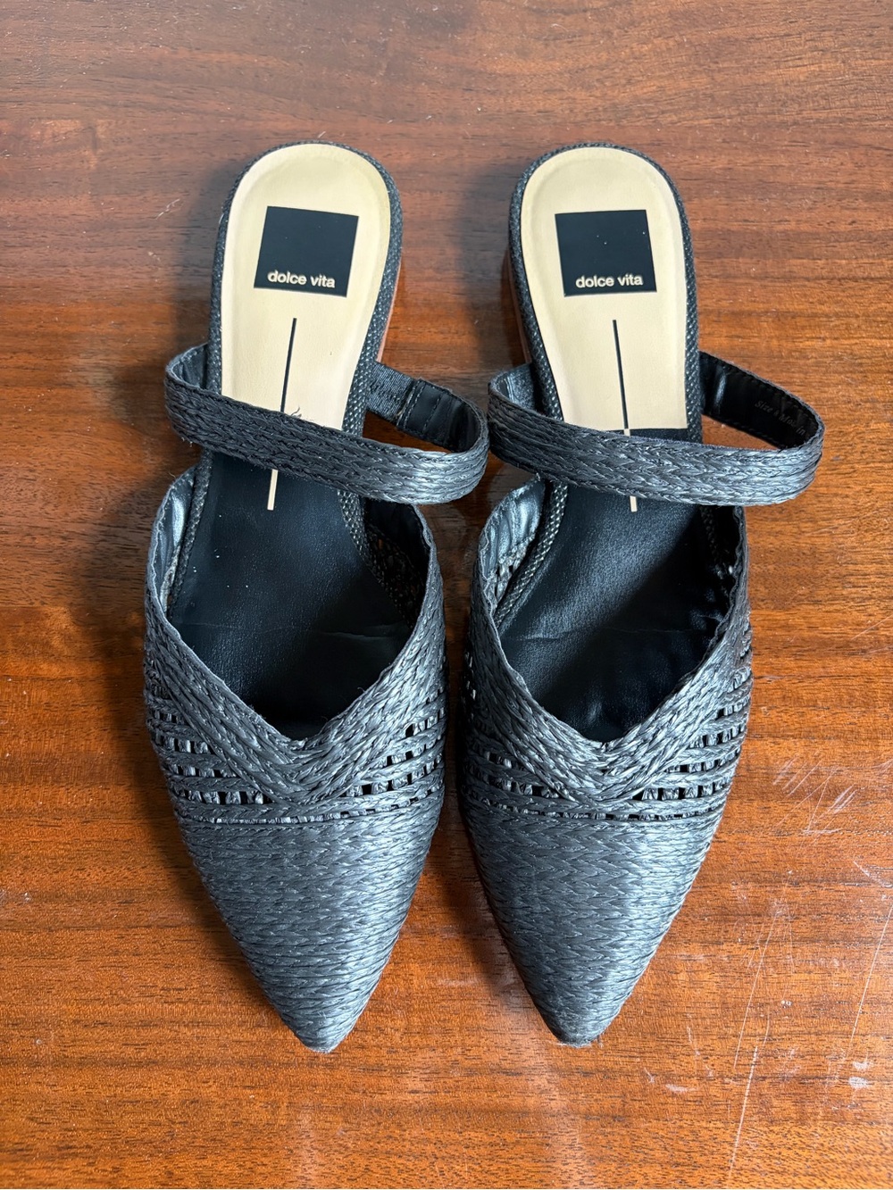 Dolce Vita Black Woven Pointed Mule with Strap